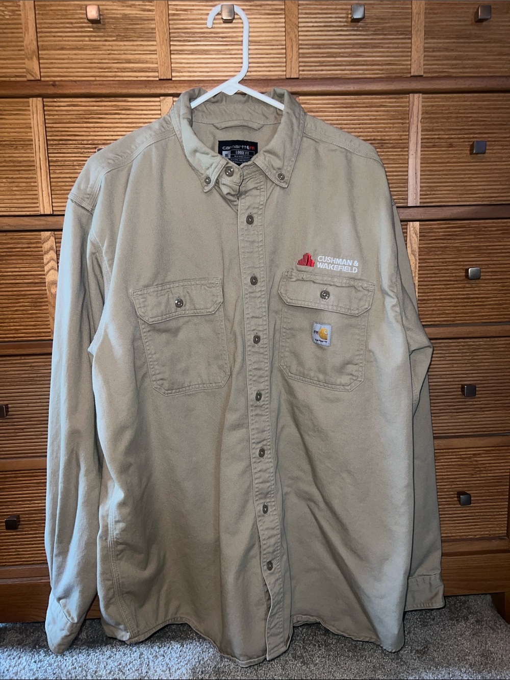 CARHARTT KHAKI FLAME RESISTANT LS SHIRT